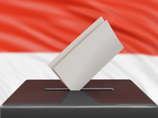 背景にインドネシア国旗のある投票箱 — ストック写真