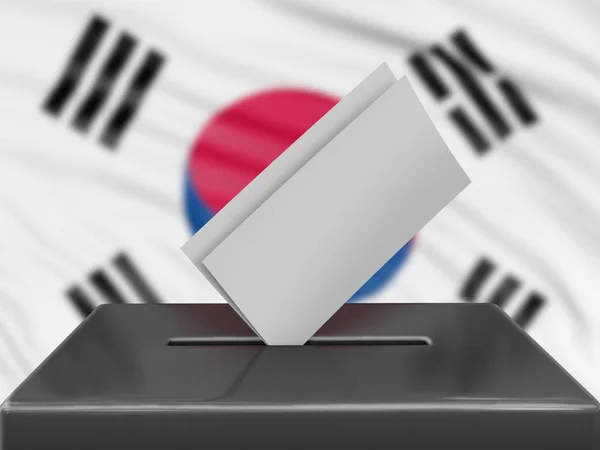Ballot Box South Korean Flag Background — Stock Photo, Image