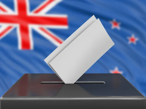 Wahlurne Mit Neuer Fanfahne Hintergrund — Stockfoto