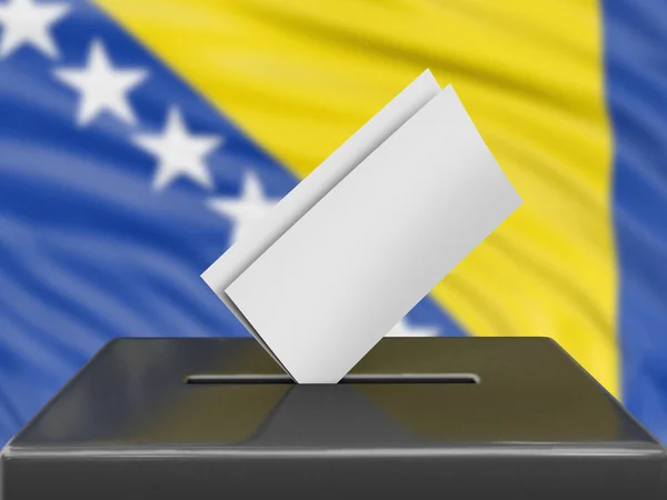 Wahlurne Mit Flagge Von Bosnien Und Herzegowina Hintergrund — Stockfoto