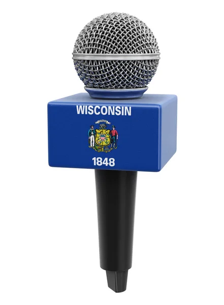 Microphone Wisconsin Flag Image Clipping Path — Stock Photo, Image