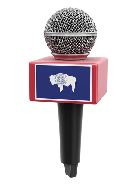 Microphone Wyoming Flag Image Clipping Path — 스톡 사진