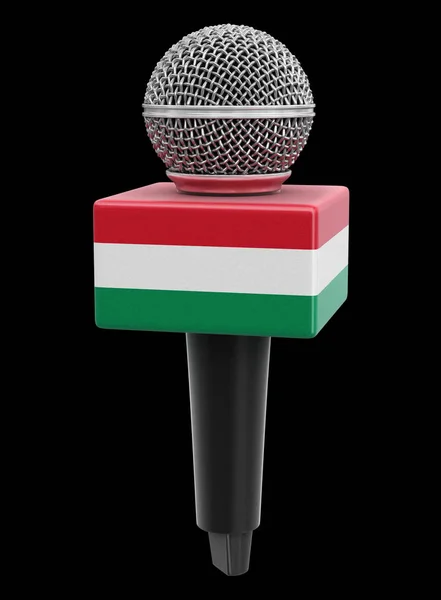 Mikrofon Węgierską Flagą Obraz Ścieżką Wycinania — Zdjęcie stockowe