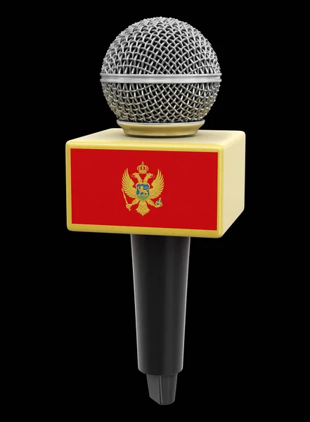 Mikrofon Och Montenegros Flagga Bild Med Klippbana — Stockfoto