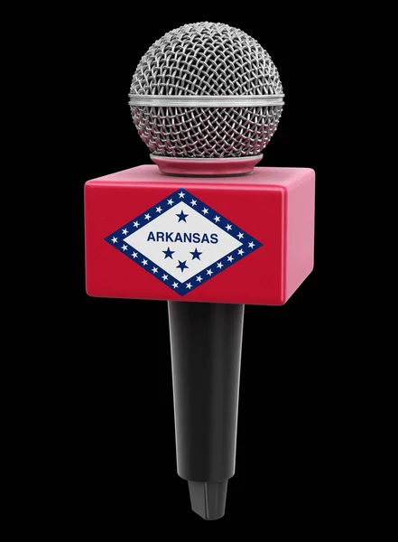 Mikrofon Dan Bendera Arkansas Gambar Dengan Tapak Kliping — Stok Foto