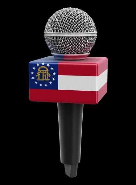 Mikrofon Med Georgiansk Flagg Bild Med Klippbana — Stockfoto