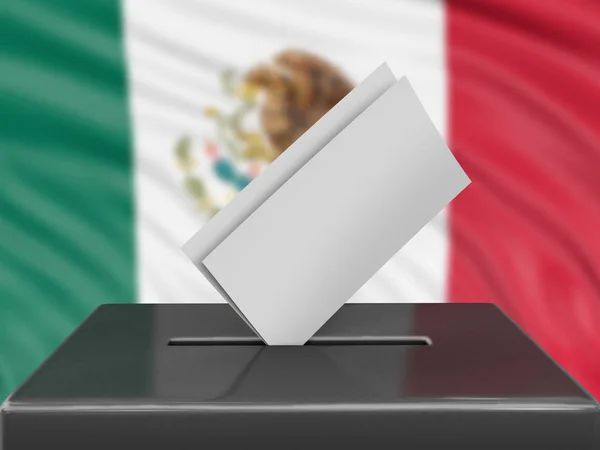 Ballot Box Mexican Flag Background — Stock Photo, Image