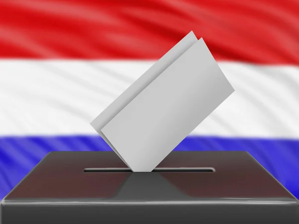 Afstemningsboks Med Nederlandsk Flag Baggrund - Stock-foto