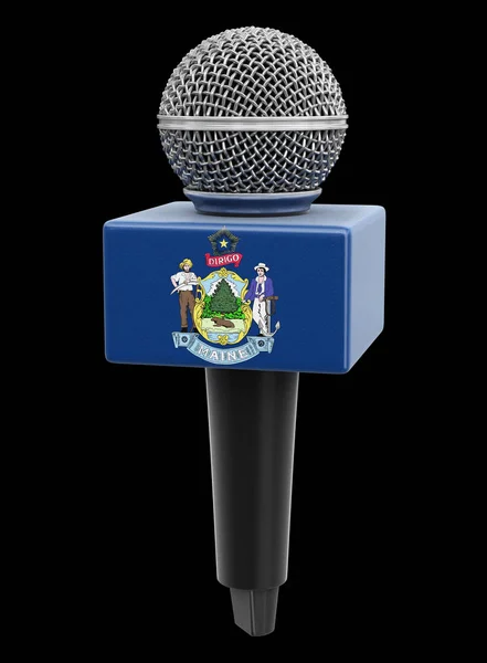 Mikrofon Und Maine Flagge Bild Mit Ausschnittspfad — Stockfoto