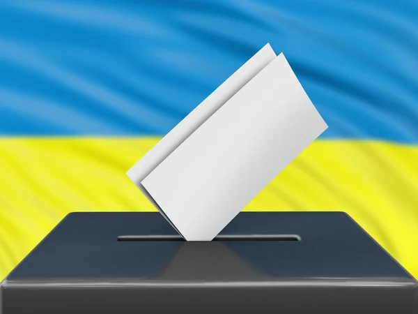 Wahlurne Mit Ukrainischer Flagge Hintergrund — Stockfoto
