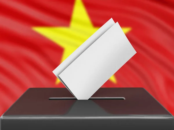 Ящик Голосования Флагом Вьетнама Заднем Плане — стоковое фото