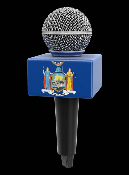 Microphone Drapeau New York Image Avec Chemin Coupure — Photo