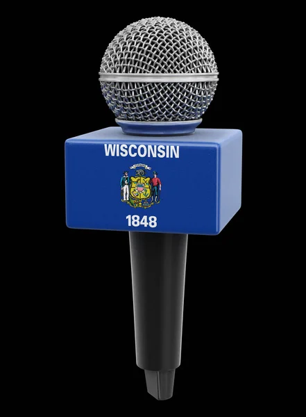 Microfone Bandeira Wisconsin Imagem Com Caminho Recorte — Fotografia de Stock