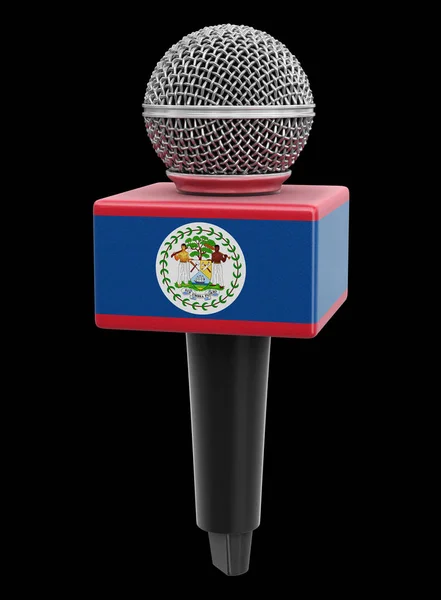 Mikrofon Och Belize Flagga Bild Med Klippbana — Stockfoto