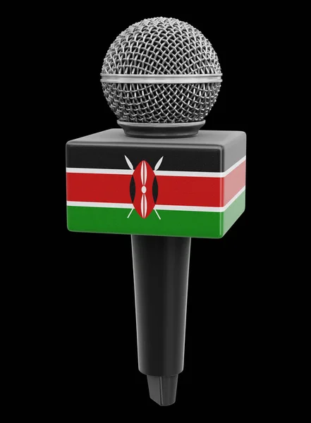 Μικρόφωνο Και Σημαία Κένυας Εικόνα Διαδρομή Αποκοπής — Φωτογραφία Αρχείου