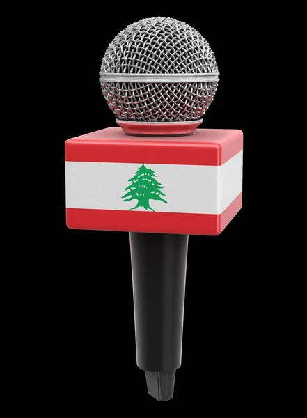 Mikrofon Und Libanesische Flagge Bild Mit Ausschnittspfad — Stockfoto