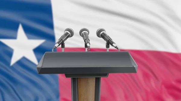 Podium Lectern Med Mikrofoner Och Texas Flagga Bakgrunden — Stockfoto