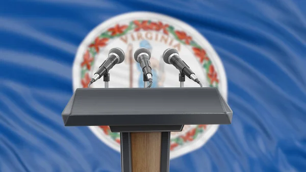 Podium Lectern Microphones Virginia Flag Background — Stock Photo, Image