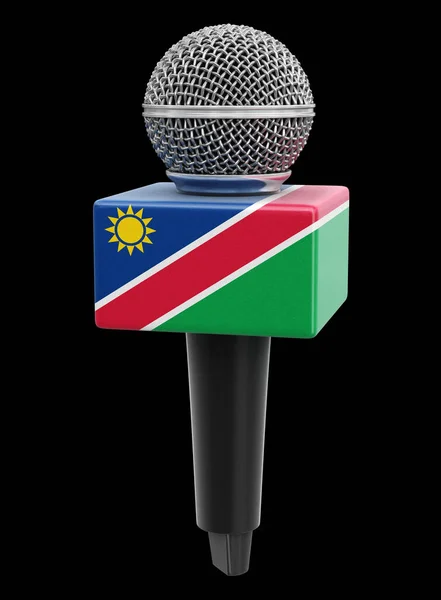 Mikrofon Och Namibia Flagga Bild Med Klippbana — Stockfoto