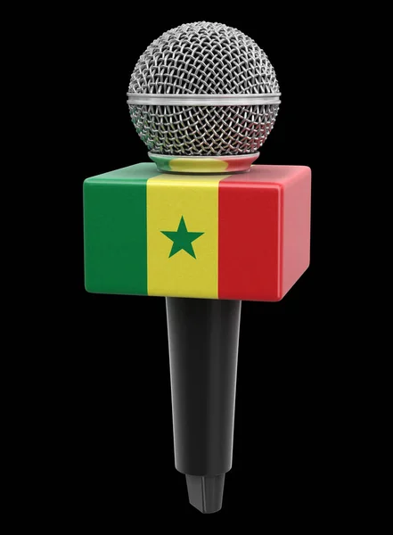 Mikrofon Und Senegalesische Flagge Bild Mit Ausschnittspfad — Stockfoto