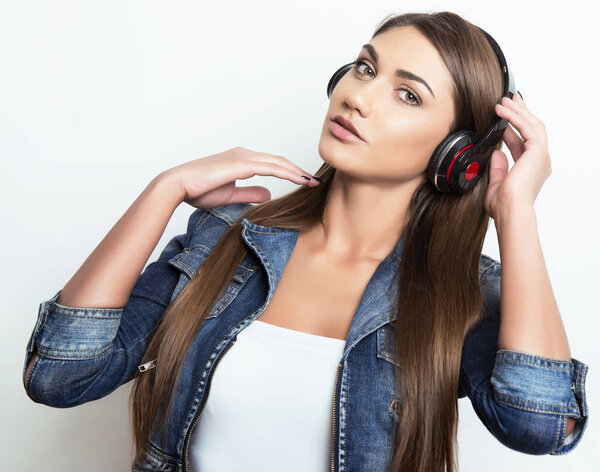 beautiful young woman with headphones