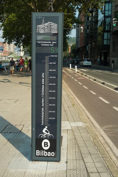 Bicycle lane with traffic counter — Stock Photo, Image