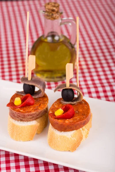 Spanish chorizo tapas — Stock Photo, Image