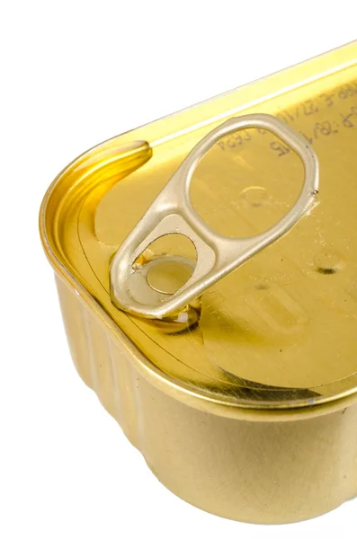Tin tin żywności w złotych — Zdjęcie stockowe