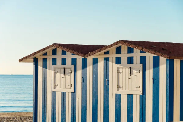 Beach huts on Campello beach — Stock Photo, Image