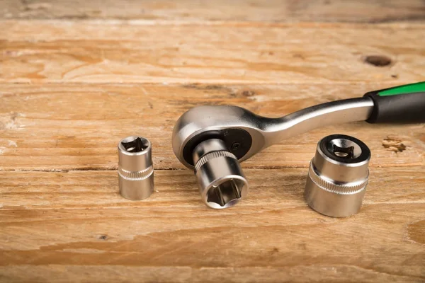 Ratchet wrench and sockets — Stock Photo, Image