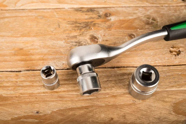 Ratchet wrench and sockets — Stock Photo, Image