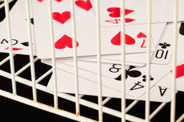 Cards Cage Gambling Addiction Concept — Stock Photo, Image