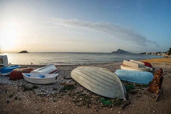 Barche da pesca sulla baia di Altea — Foto Stock