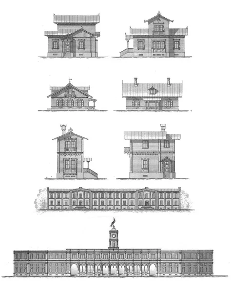 Gran conjunto de arquitectura urbana diferente — Foto de Stock