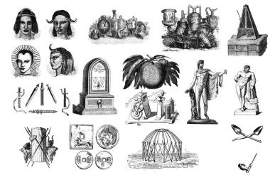 Antik ürünler. Set tasarımı öğeleri.