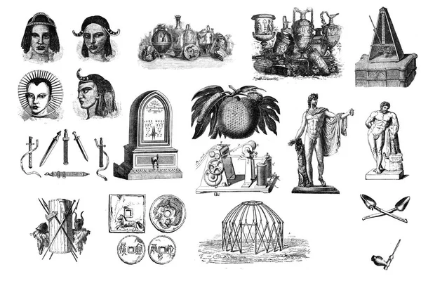 Antik ürünler. Set tasarımı öğeleri.