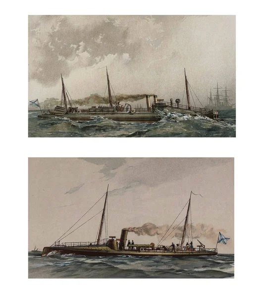 Ілюстрація кораблів 19-18 століття . — стокове фото