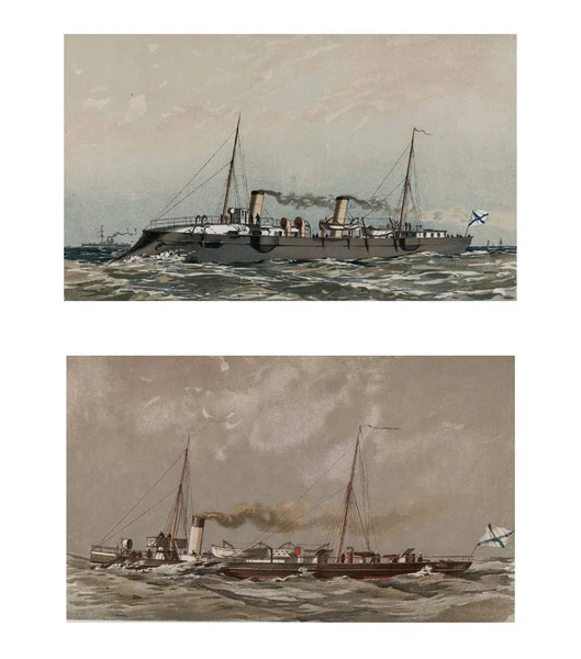 Ilustración de barcos 19-18 siglo . —  Fotos de Stock