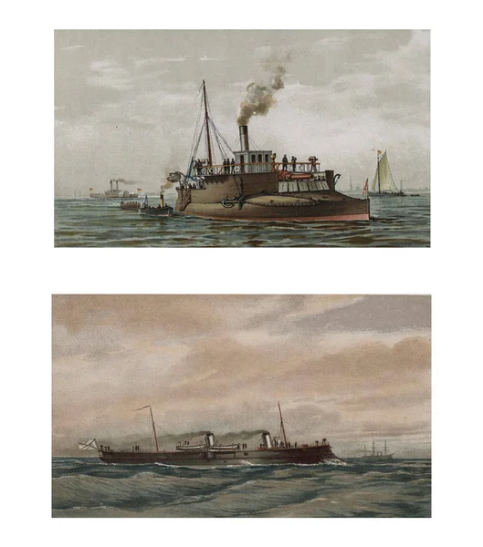 Иллюстрация кораблей XIX-XVIII веков . — стоковое фото