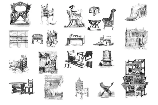 Muebles antiguos sobre fondo blanco —  Fotos de Stock