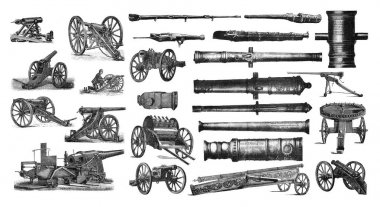 Illustration of a cannon on a white background. clipart