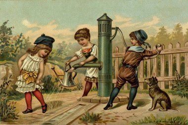 Çocuk Oyunları. Su ve sprey.