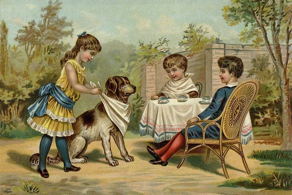 Spelletjes voor kinderen. De tea party. — Stockfoto