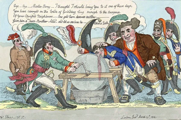 18 세기에서 군사 및 정치 풍자 만화. — 스톡 사진