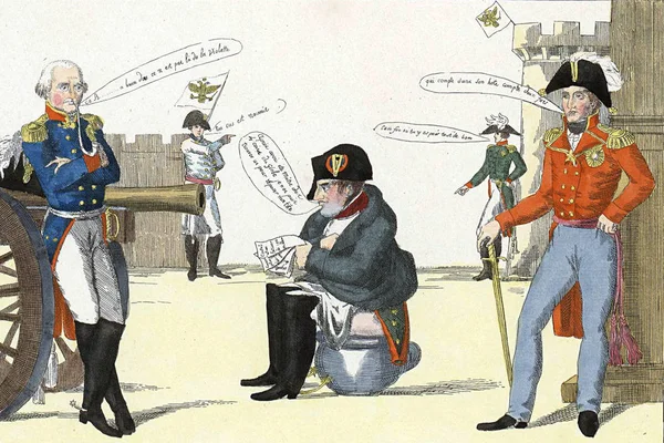 18 世紀の軍事的、政治的な風刺漫画. — ストック写真