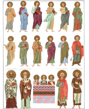 The 12 apostles and other saints. clipart