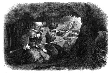 Beyaz askerler silah--dan ateş.