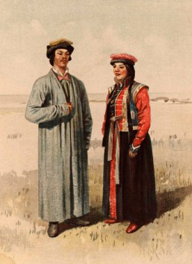 Bir erkek ve bir kadın Kalmyks.