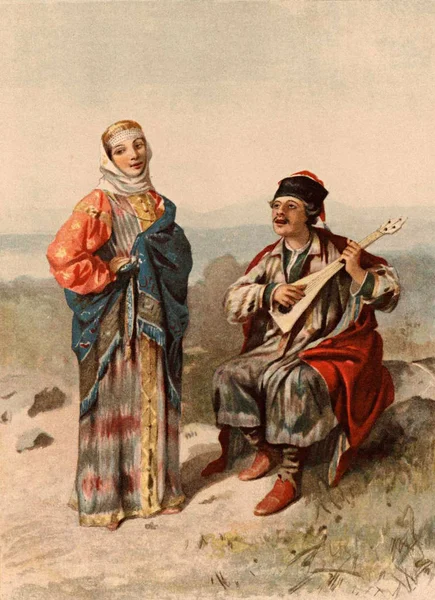 Ural kazaklar. Bir erkek ve bir kadın.