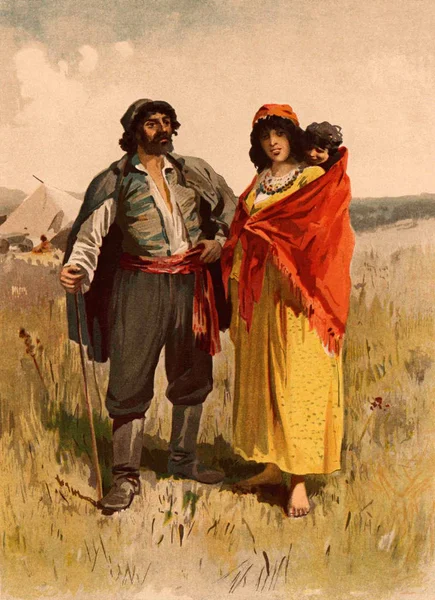 Çingeneler. Bir erkek ve bir kadın.